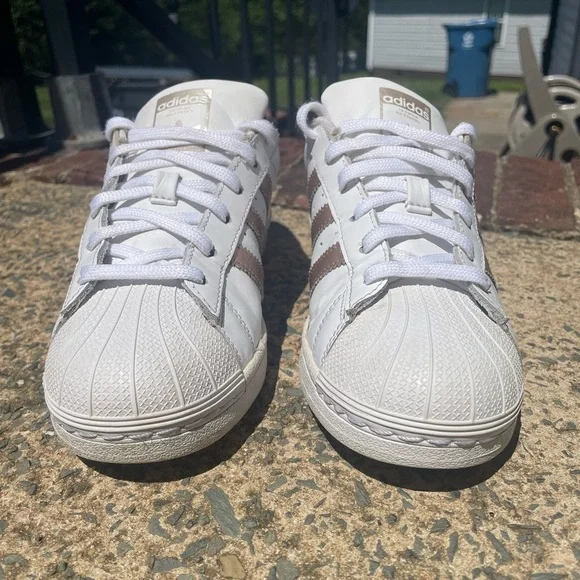 Women’s Rose Gold Adidas Superstar Sneakers - Picture 3 of 10